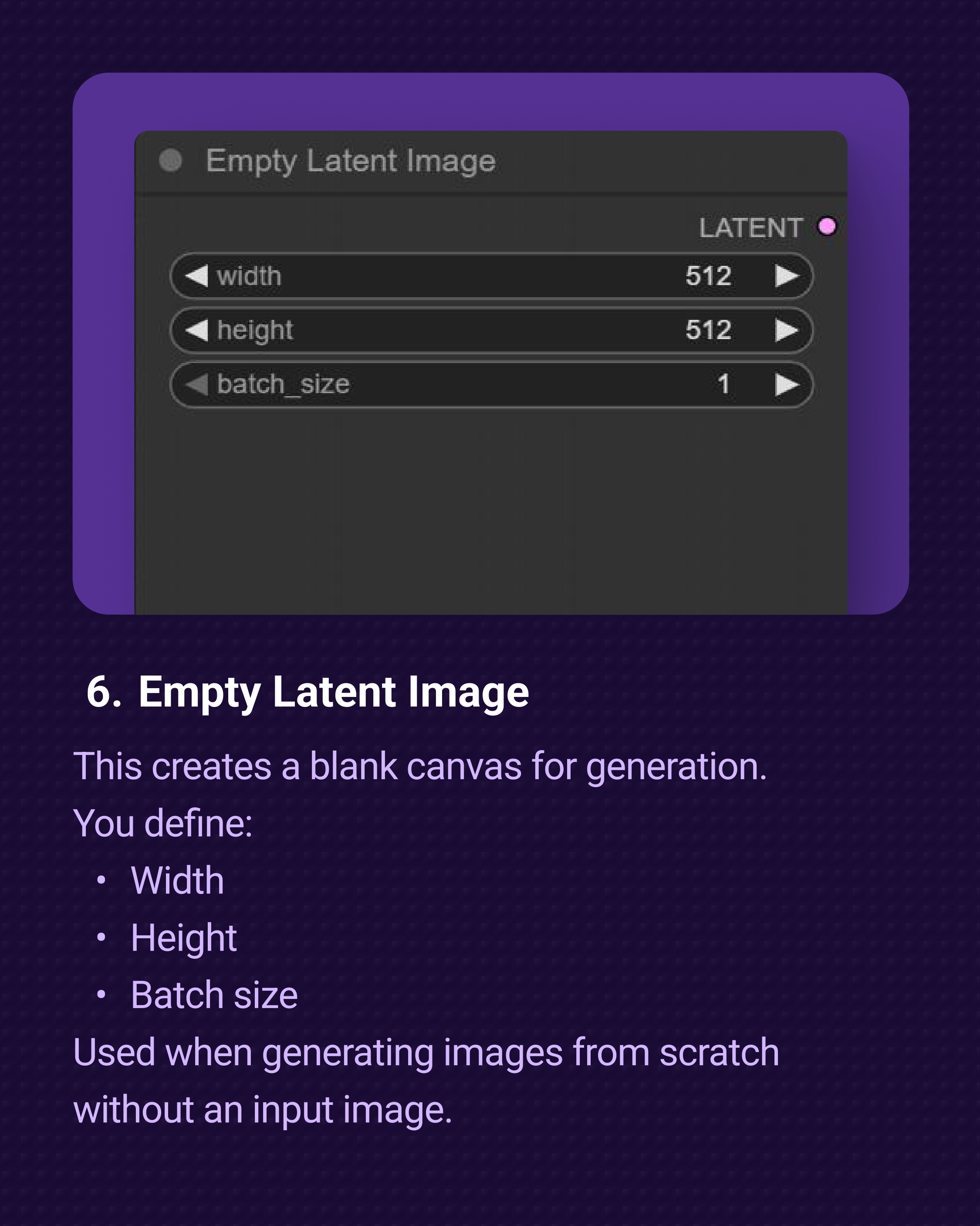 ComfyUI Empty Latent Image node showing width, height, and batch size settings