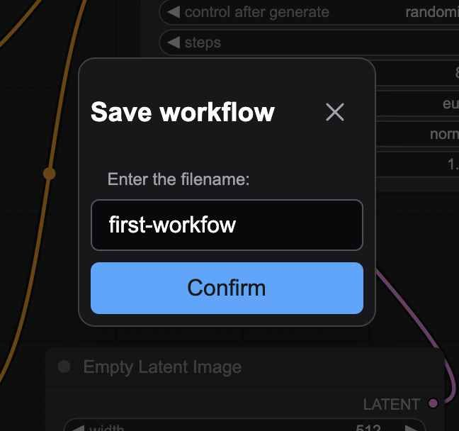 ComfyUI workflow export and import menu options